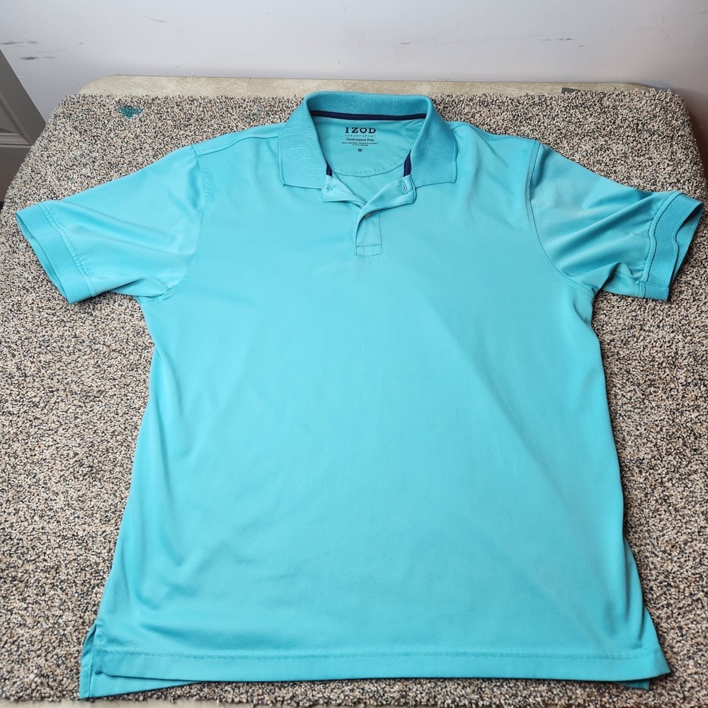 IZOD Luxury Sport Performance Polo Shirt Men's‎ Medium Aqua Blue